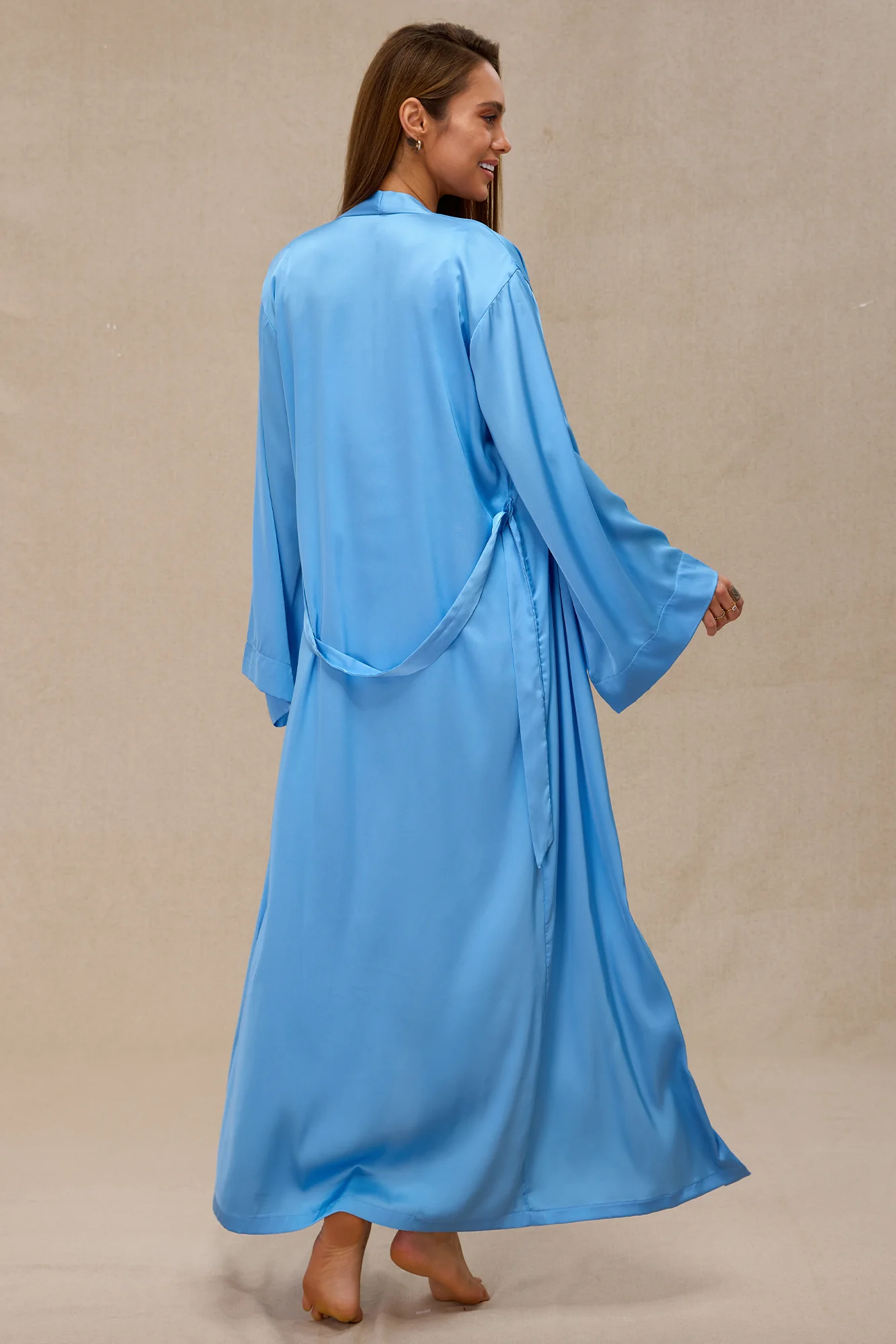 Blue Satin Robe and Sleepwear Set - Image 5