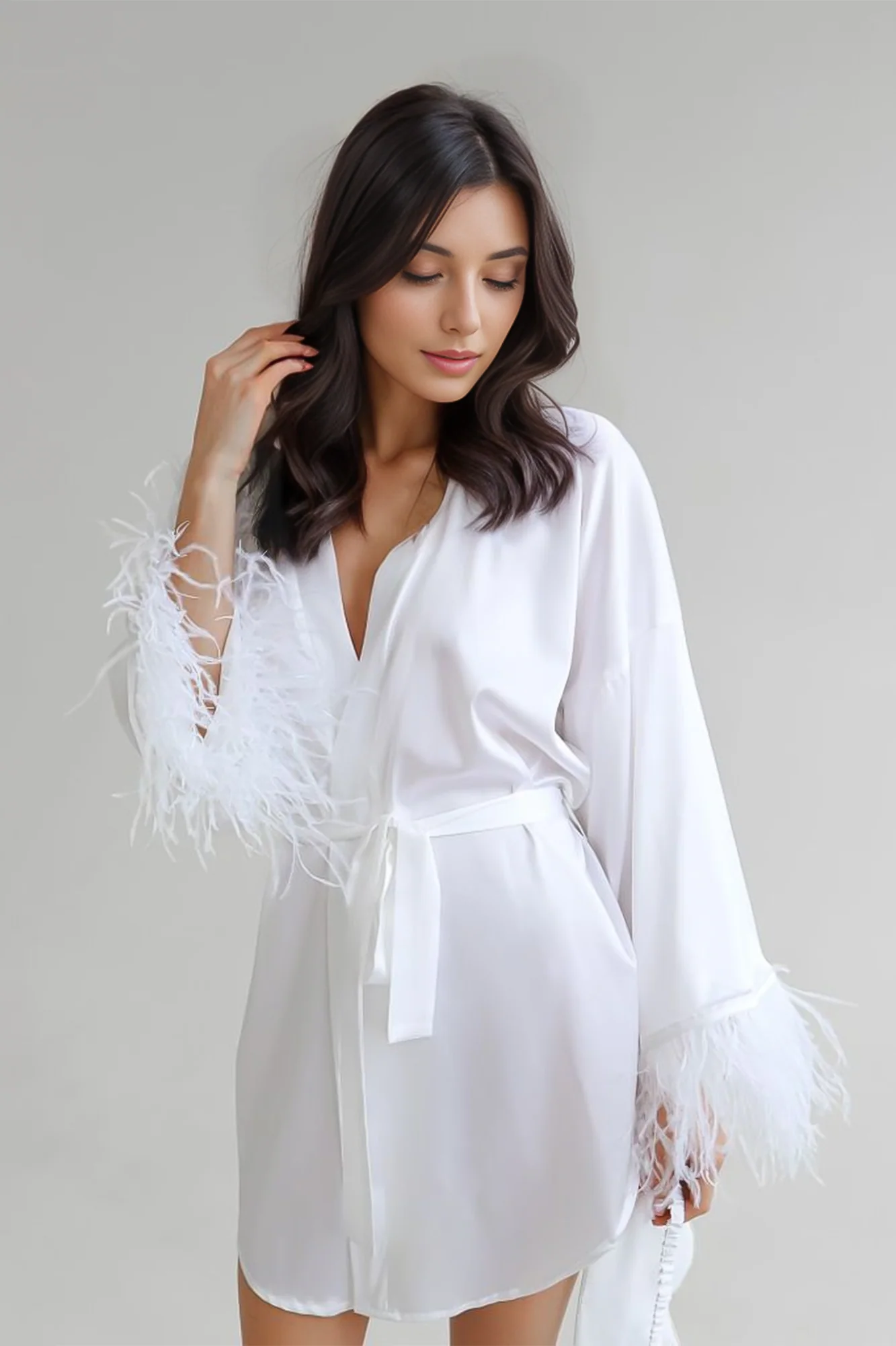 Feather Robe in White - Image 3