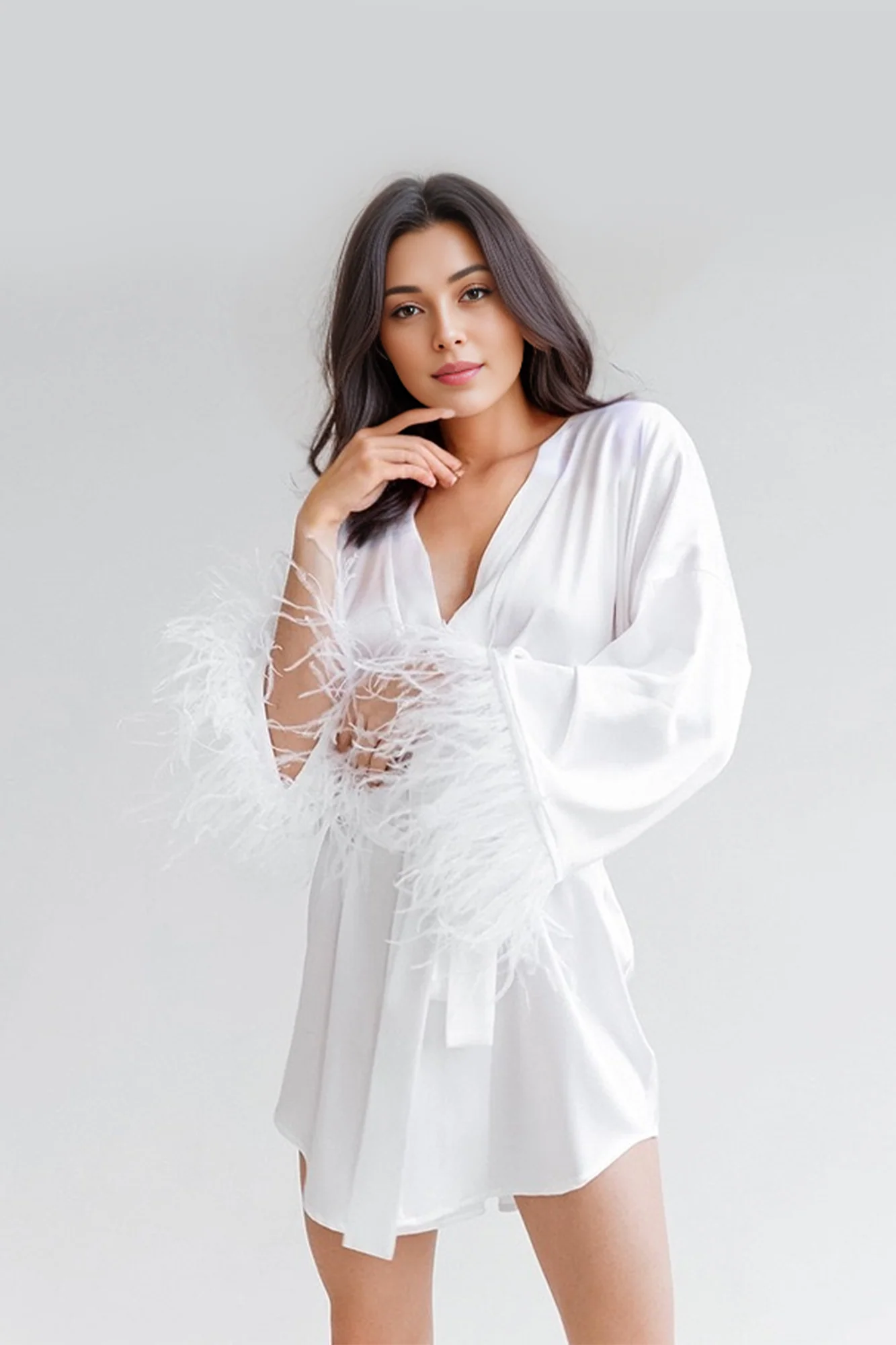 Feather Robe in White - Image 4