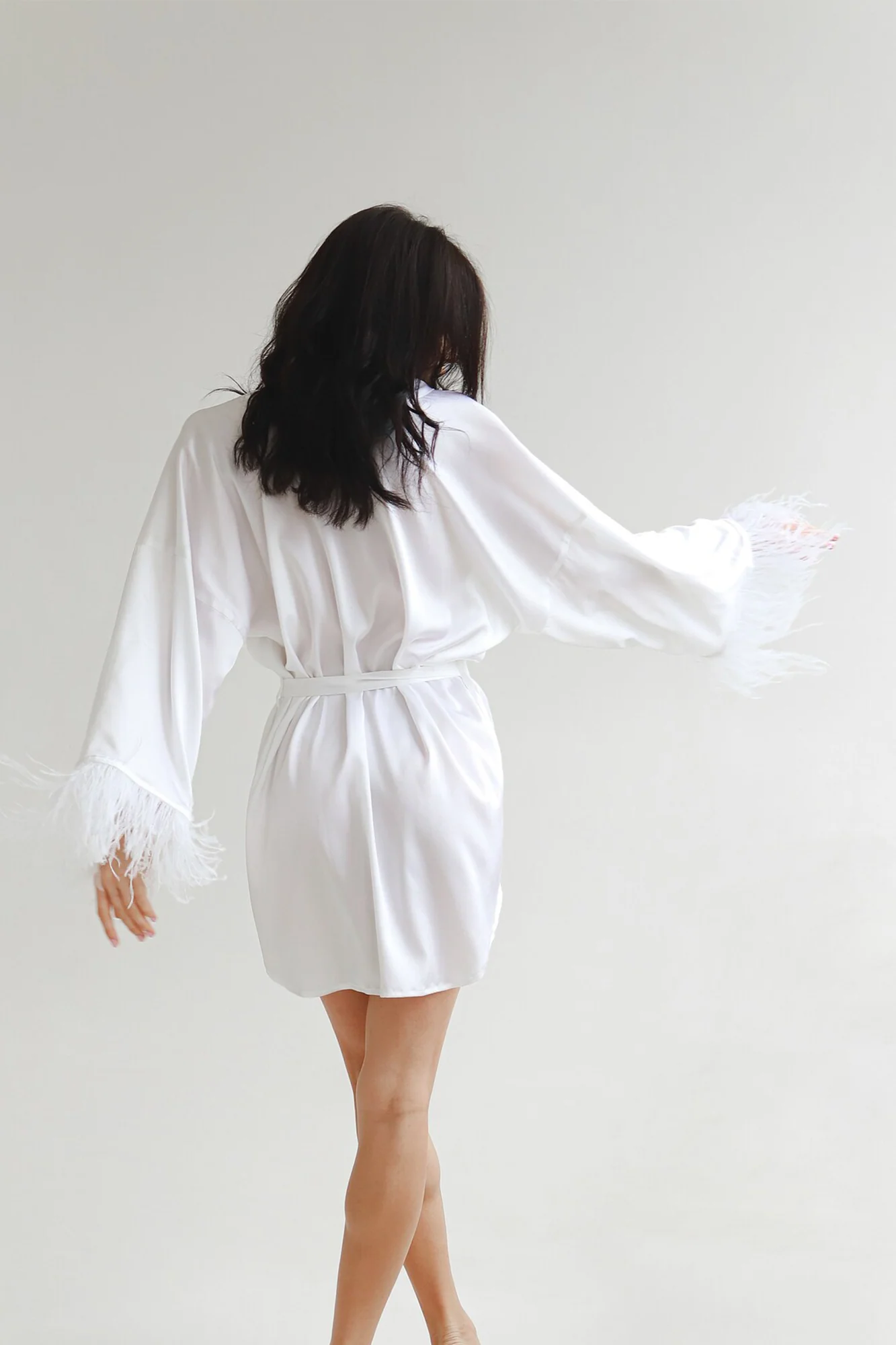 Feather Robe in White - Image 5