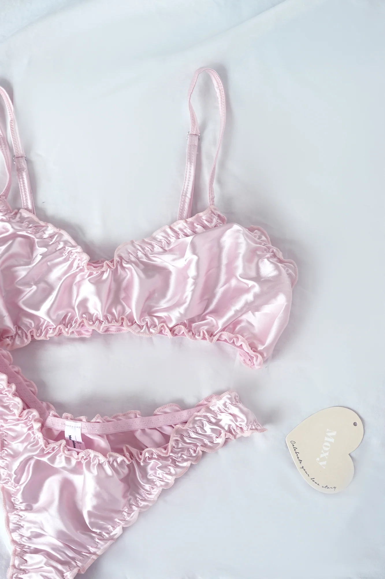 Pink Silk Ruffled Bralette Underwear Set - Image 5