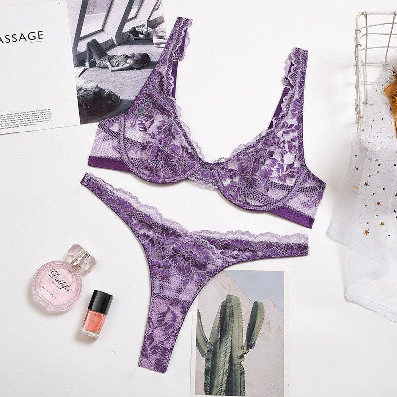 Two Piece Purple Lingerie Set - Image 4