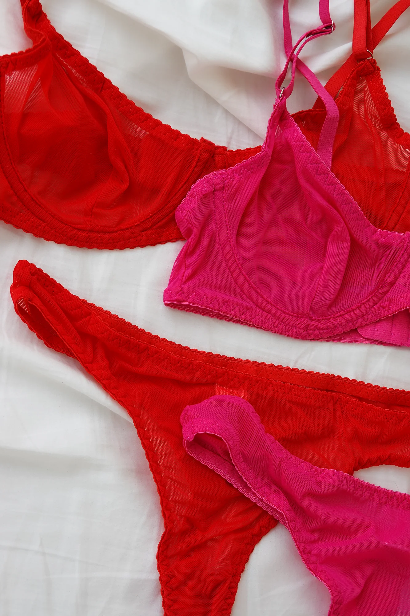 Sheer Underwear Set in Tomato Red - Image 6